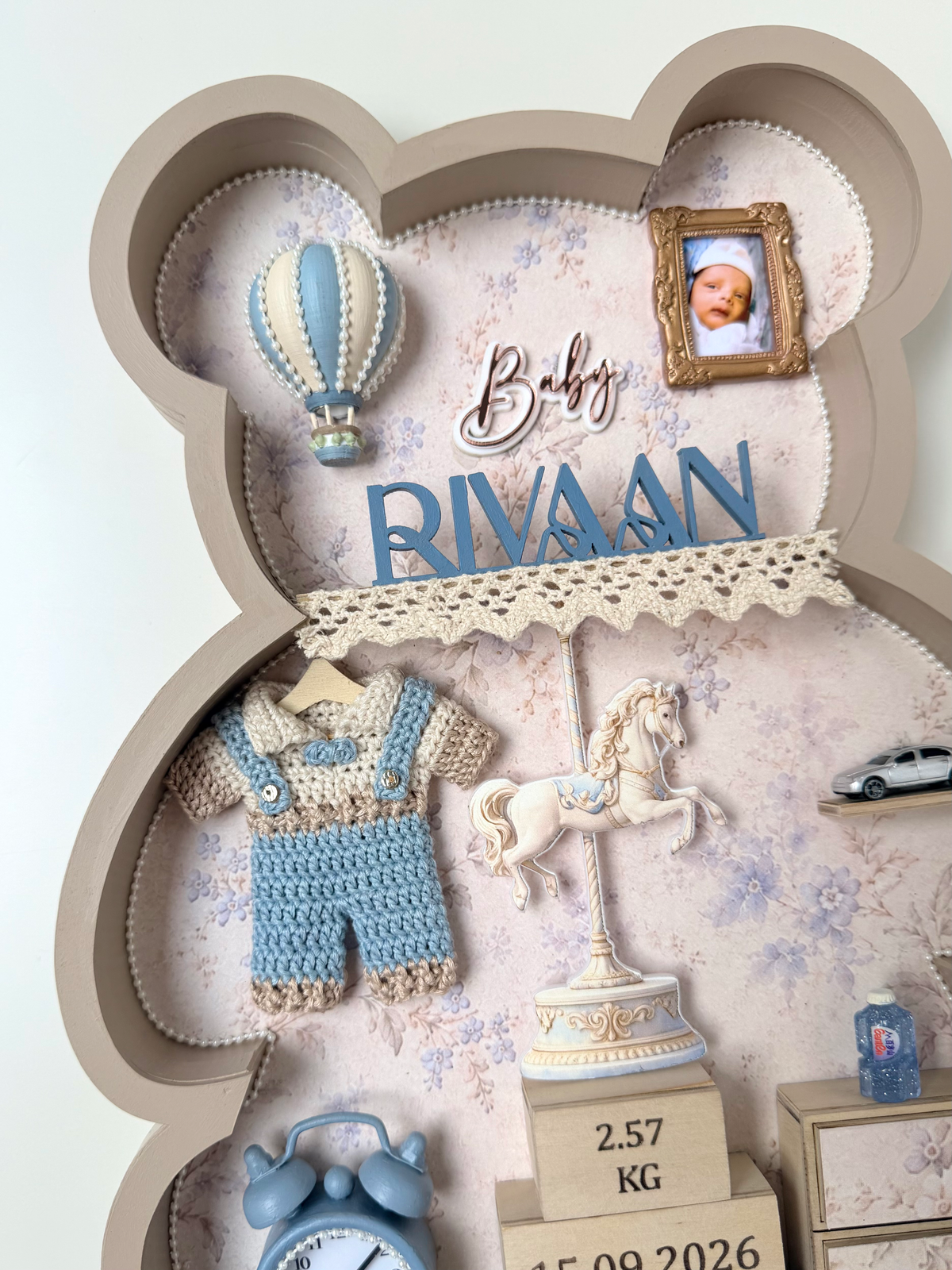 Personalized Teddy Bear Baby Memory Shadow Box