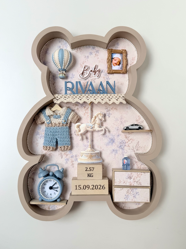 Personalized Teddy Bear Baby Memory Shadow Box