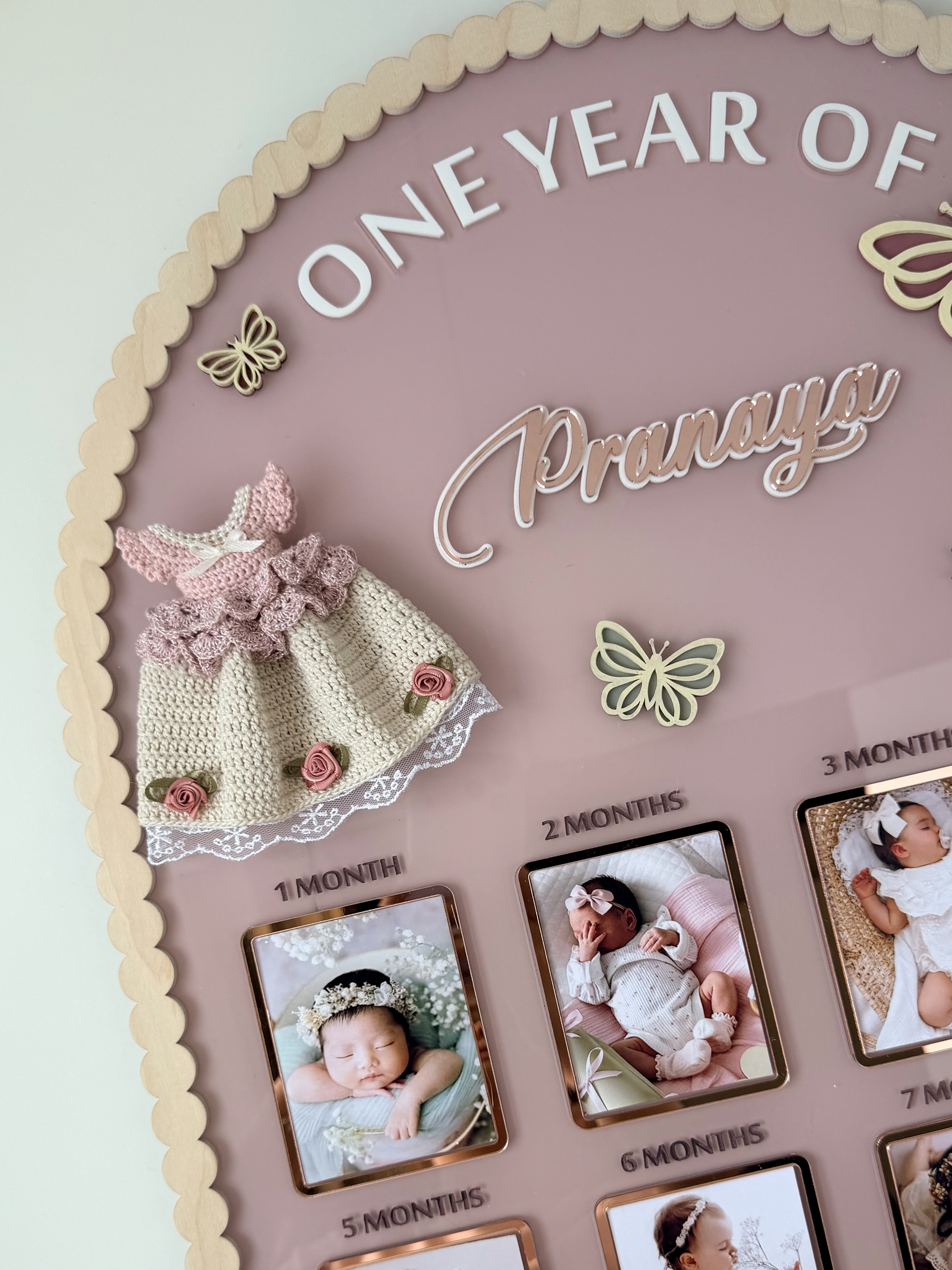 Personalized Baby First Year Photo Frame, 13-Photo Milestone Keepsake, Custom Name Nursery Decor