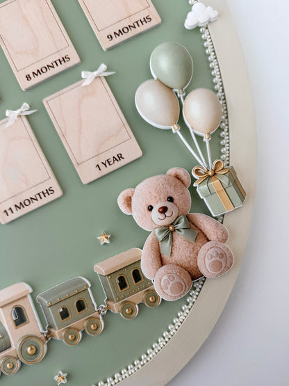 Oval Shape First Year Baby Milestone Frame, 12 Month Photos Frame, Nursery Decor