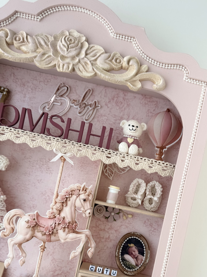 Personalized Baby Girl Shadow Box, Luxury Birth Stats Keepsake, Pink Nursery Decor, Newborn Gift