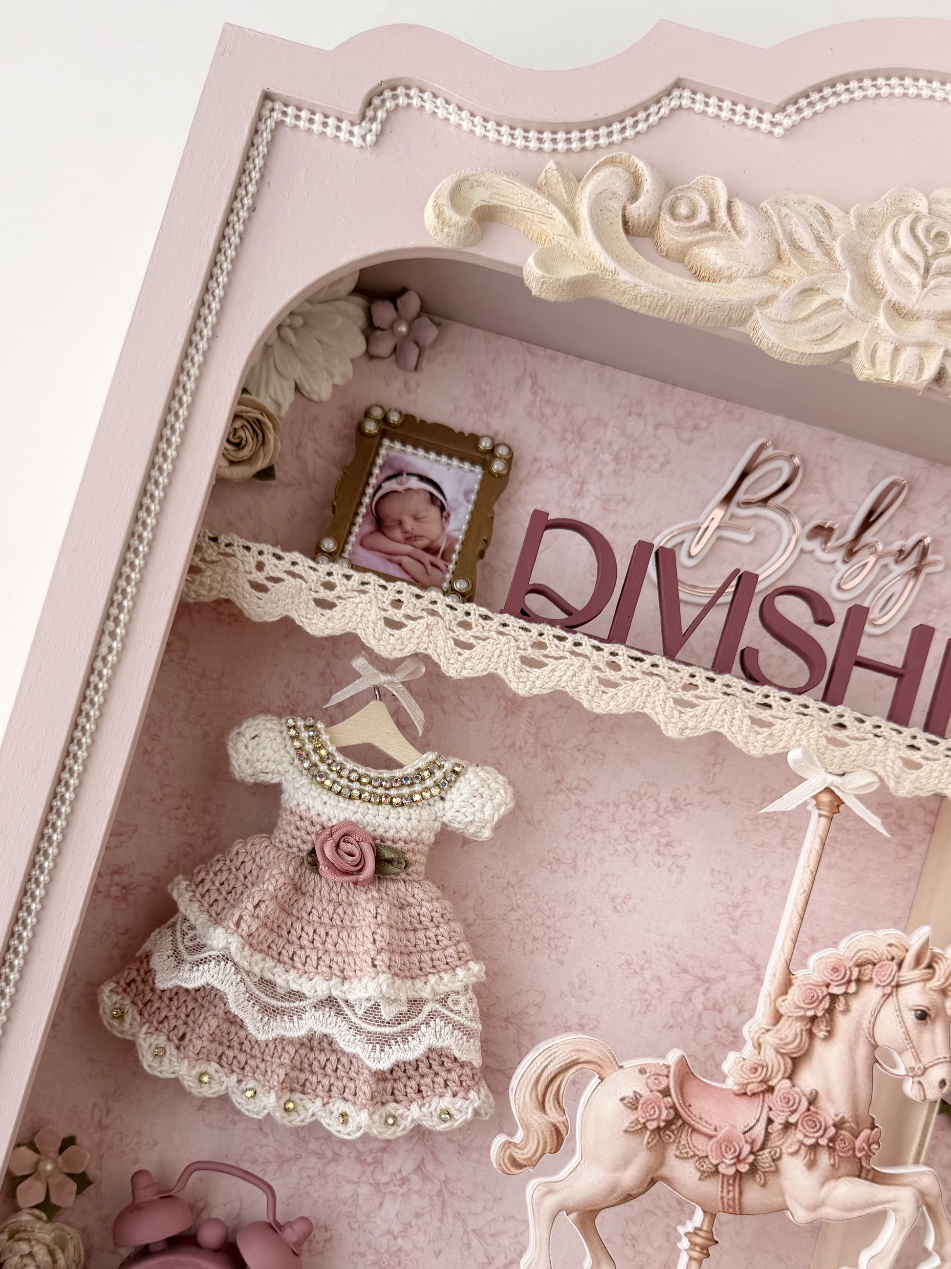 Personalized Baby Girl Shadow Box, Luxury Birth Stats Keepsake, Pink Nursery Decor, Newborn Gift