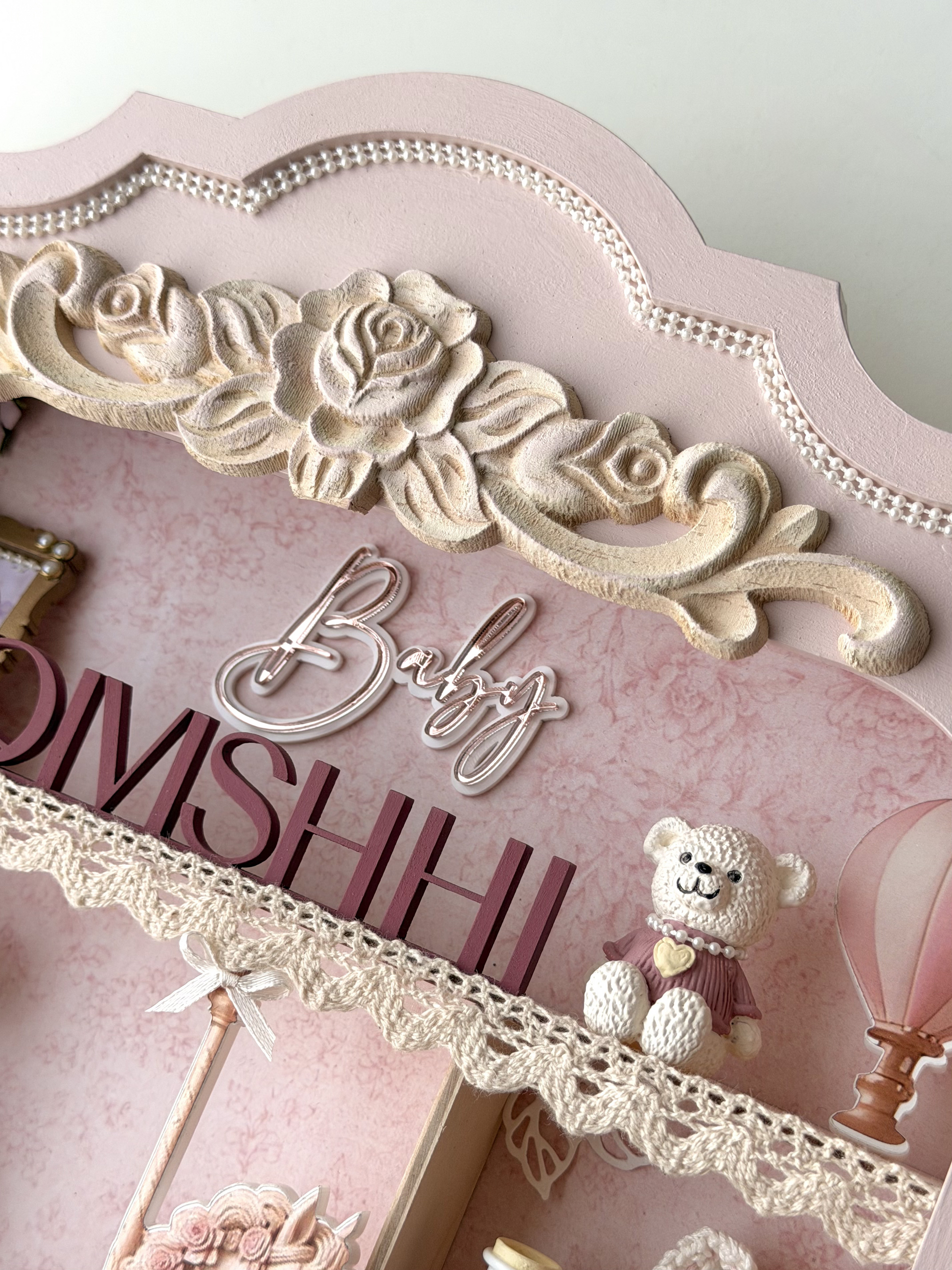 Personalized Baby Girl Shadow Box, Luxury Birth Stats Keepsake, Pink Nursery Decor, Newborn Gift