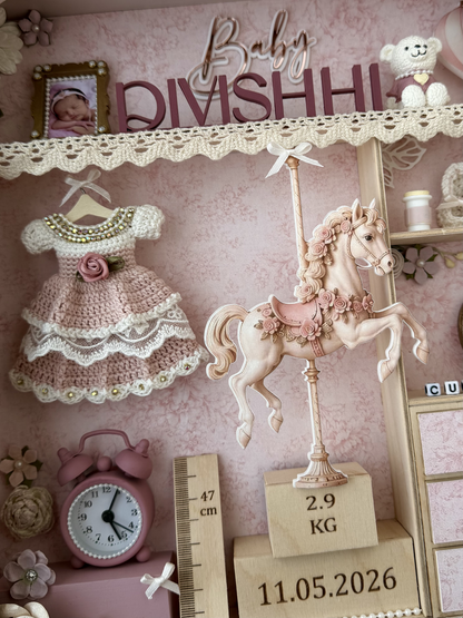 Personalized Baby Girl Shadow Box, Luxury Birth Stats Keepsake, Pink Nursery Decor, Newborn Gift