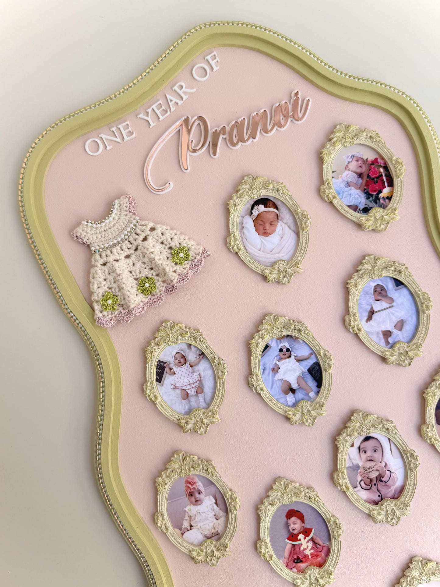 Personalized Baby First Year Photo Collage Frame | Milestone Keepsake, Nursery Decor