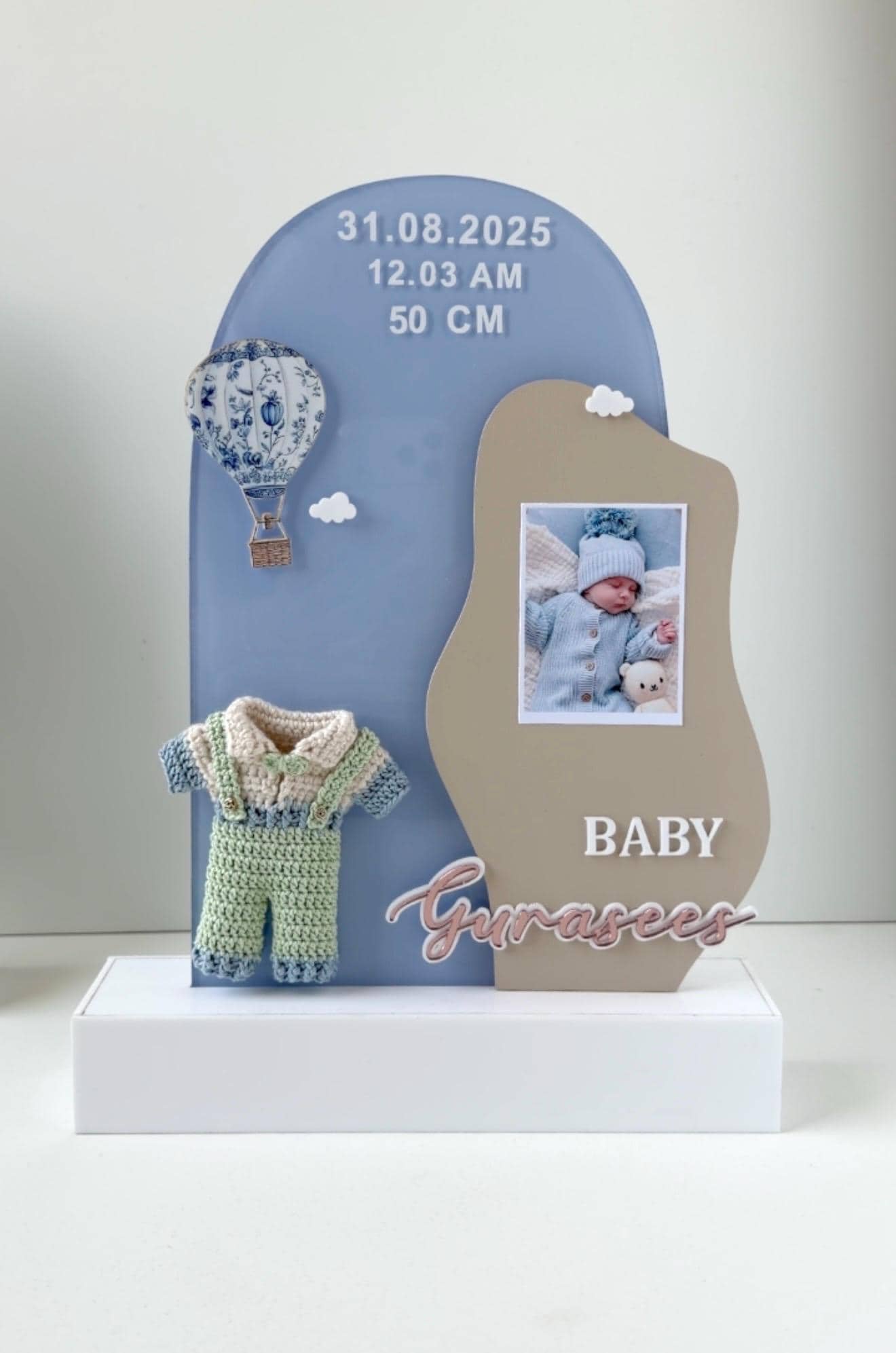 Personalized Baby Birth Announcement Frame | Custom Baby Stats Keepsake Plaque