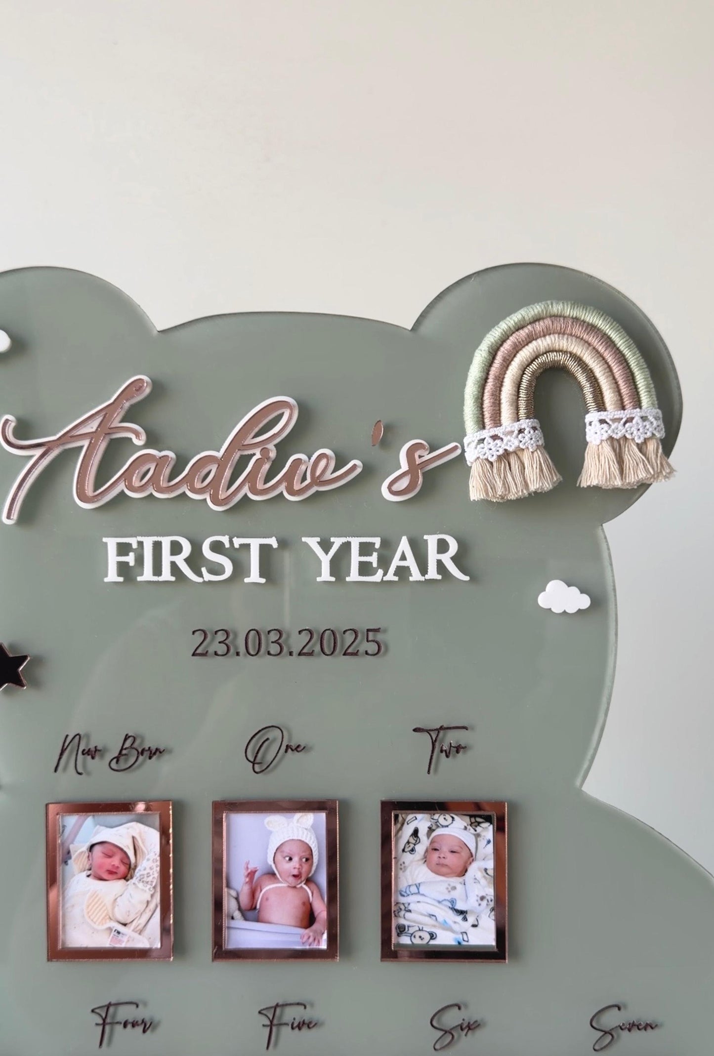 Personalized Baby Milestone Teddy Frame | Custom Name & Date