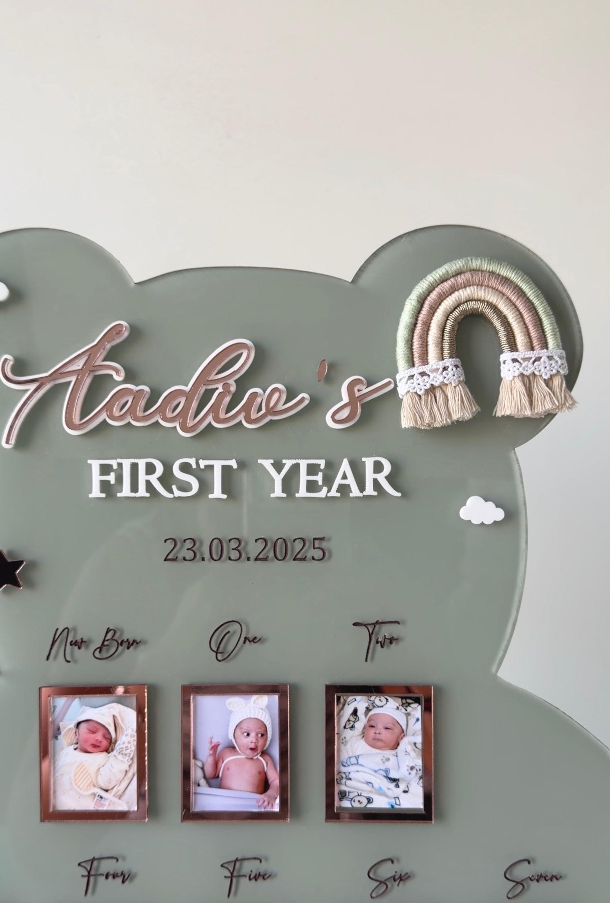 Personalized Baby Milestone Teddy Frame | Custom Name & Date