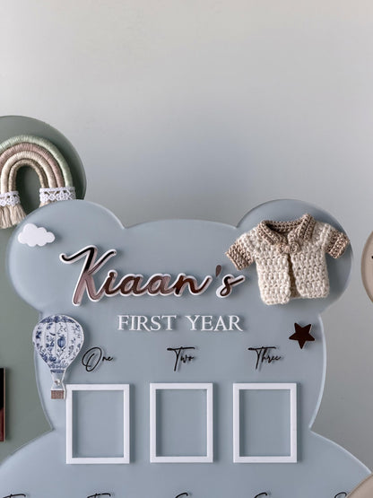 Personalized Baby Milestone Teddy Frame | Custom Name & Date