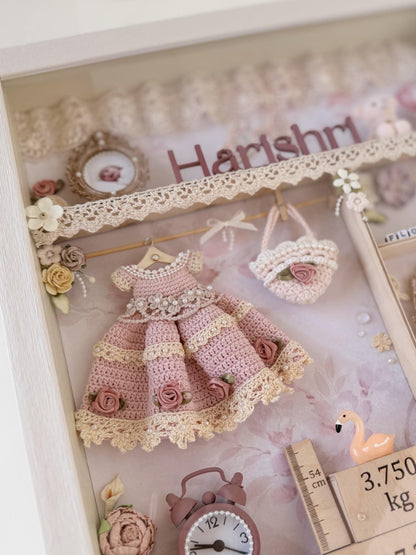 Personalized Shabby Chic Baby Memory Shadow Box | Keepsake Frame, Nursery Decor