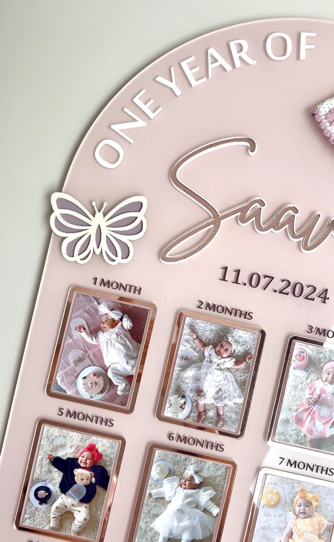 Personalized Baby First Year Photo Frame, Milestone Memory Board, Nursery Decor keepsake