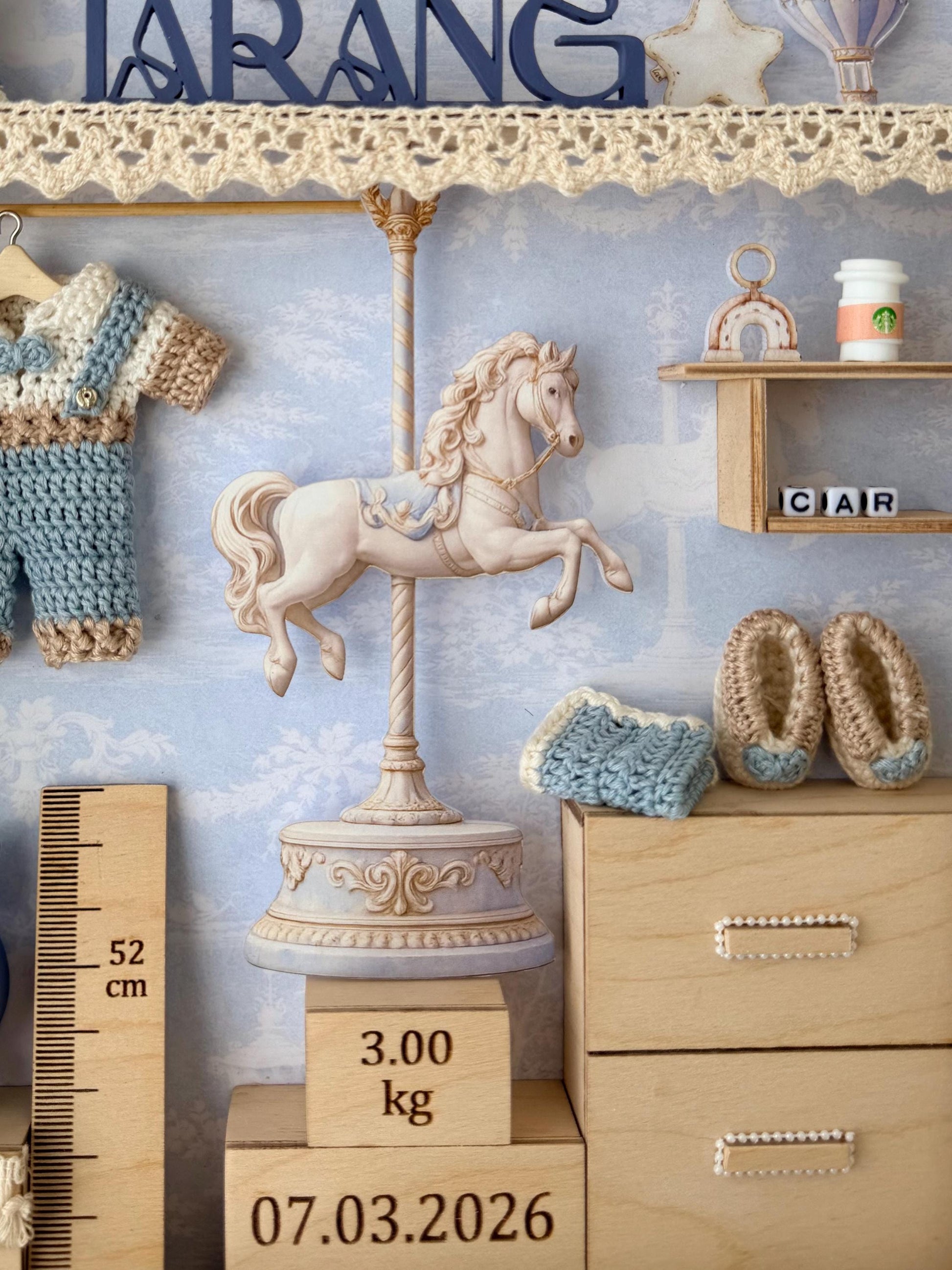 Personalized Baby Boy Shadow Box Frame, Newborn Keepsake Gift, Birth Stats Nursery Decor