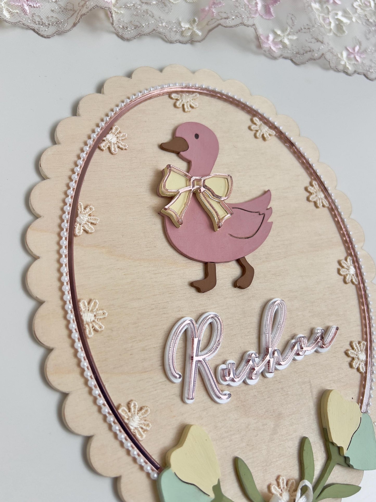Personalized Baby Name Sign, Duck Nursery Wall Decor, Newborn Plaque, Handmade Baby Shower Gift