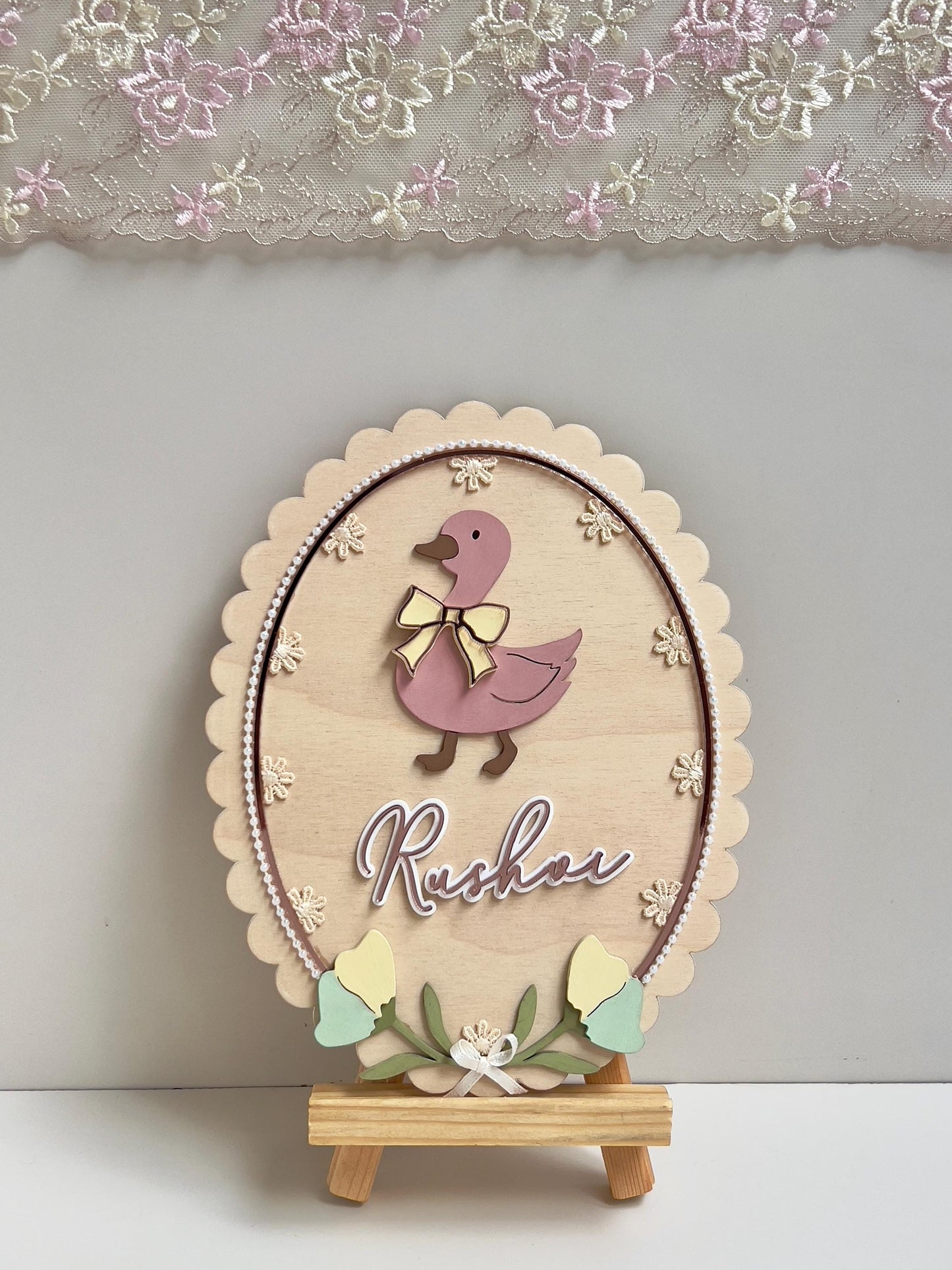 Personalized Baby Name Sign, Duck Nursery Wall Decor, Newborn Plaque, Handmade Baby Shower Gift