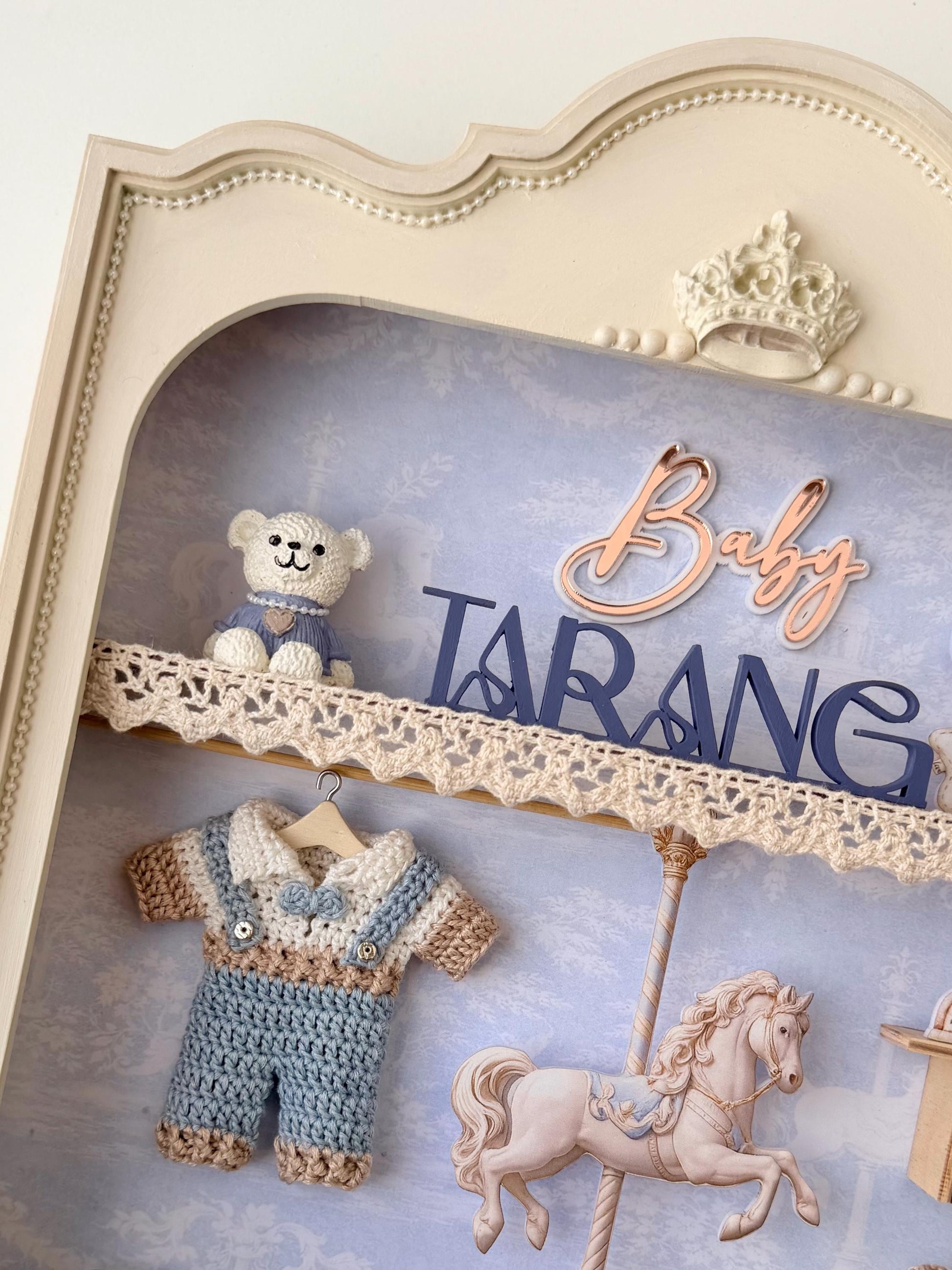 Personalized Baby Boy Shadow Box Frame, Newborn Keepsake Gift, Birth Stats Nursery Decor