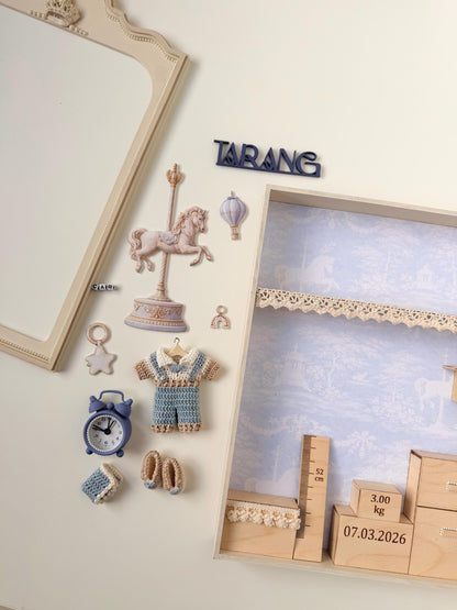 Personalized Baby Boy Shadow Box Frame, Newborn Keepsake Gift, Birth Stats Nursery Decor