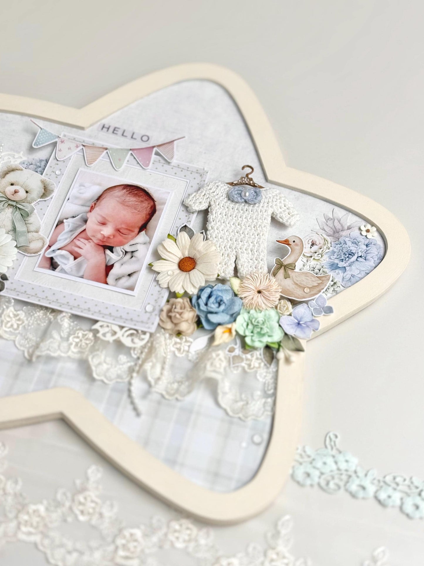 Personalized Star Baby Photo Keepsake Frame, Handmade Nursery Decor